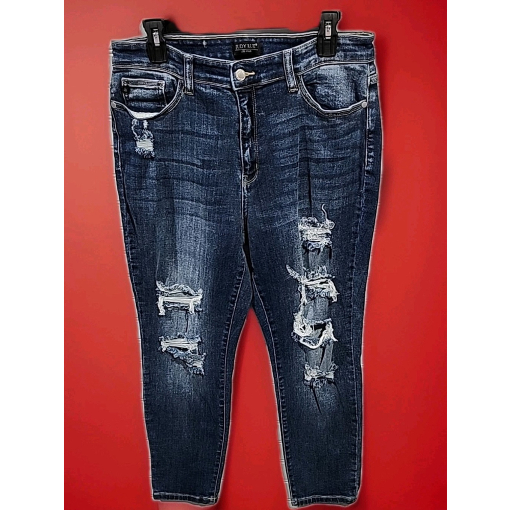 Judy Blue Women's Jeans Boyfriend Fit, Distressed, Mid-Rise, Denim Sz 13/31 B2